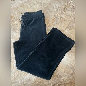 Jones New York Sport Black Velvet Pants Large Drawstring Waist 34” Inseam 30”